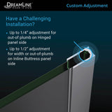 DreamLine D1243036-01 Unidoor-X 60-60 1/2"W x 72"H Frameless Hinged Shower Door in Chrome