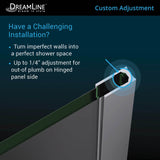 DreamLine D32672L-04 Unidoor-X 50"W x 72"H Frameless Hinged Shower Door in Brushed Nickel