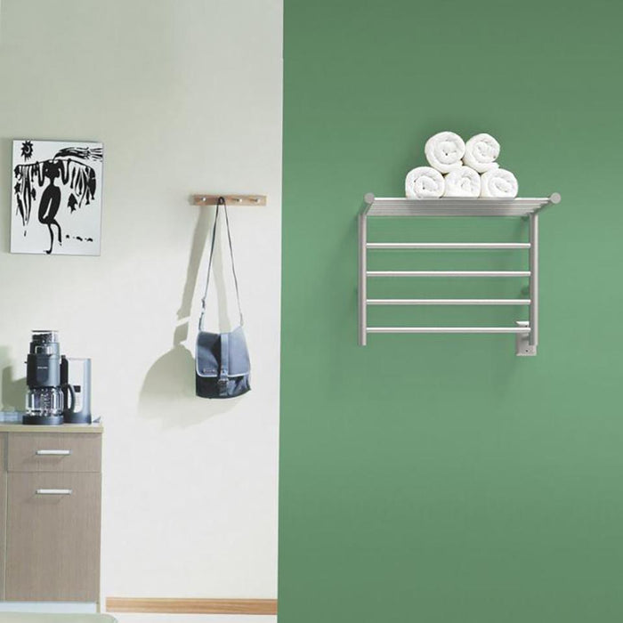 Amba RSH-B Radiant Shelf Hardwired + Plug-in Combo 8 Bar Towel Warmer in Brushed