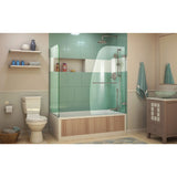 DreamLine SHDR-3534586-RT-04 Aqua Uno 56-60"W x 30"D x 58"H Frameless Hinged Tub Door with Return Panel in Brushed Nickel