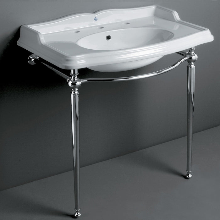 Whitehaus B-AR864-ARCG1-3 Britannia Large Rectangular Sink Console with Front Towel Bar