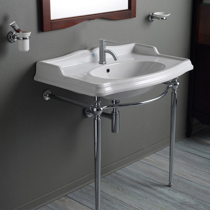 Whitehaus B-AR864-ARCG1 Britannia Large Rectangular Sink Console with Front Towel Bar