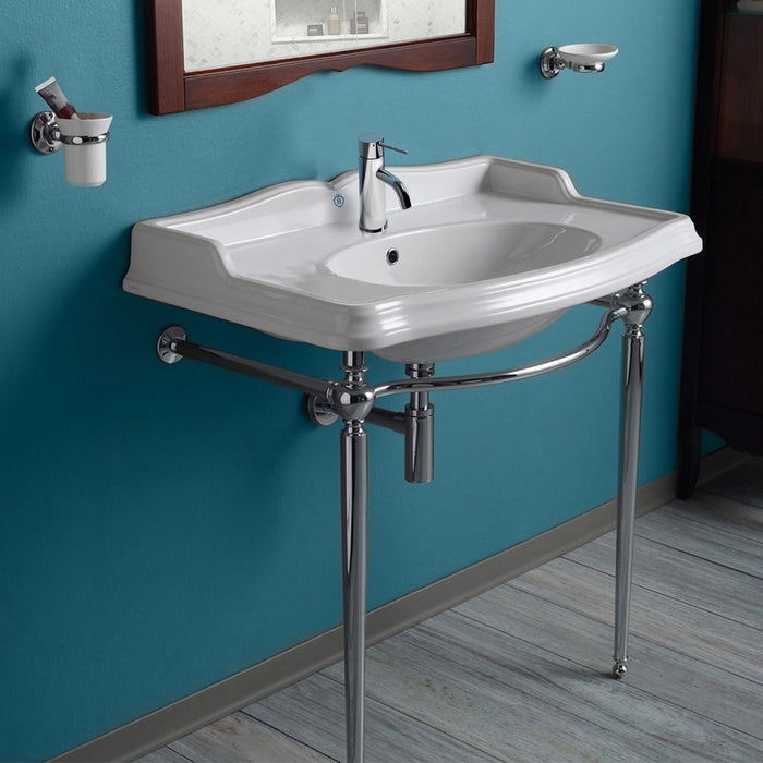 Whitehaus B-AR864-ARCG1 Britannia Large Rectangular Sink Console with Front Towel Bar