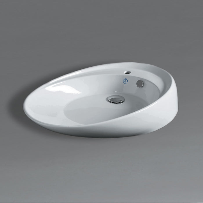 Whitehaus B-BO12 Britannia Oval Above Mount Sink with Single Faucet Hole Drill