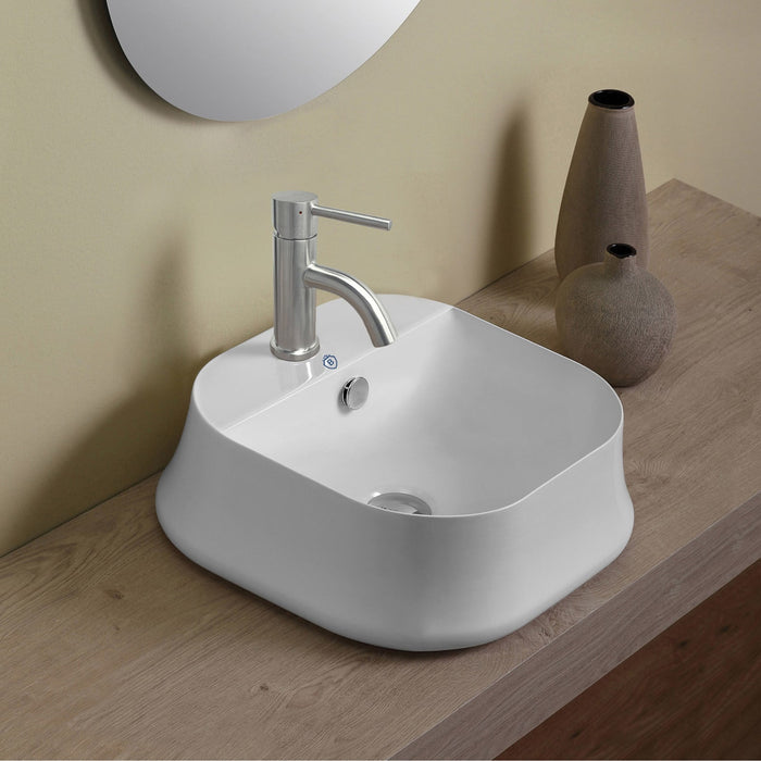 Whitehaus B-SH07 Britannia Square Above Mount Sink with Single Faucet Hole Drill