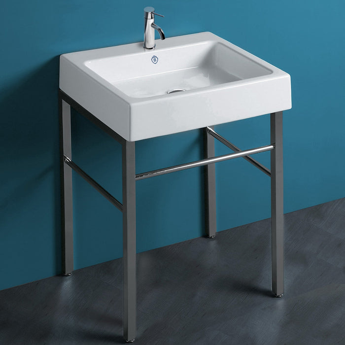 Whitehaus B-U60-DUCG1-A06-1 Britannia Rectangular Sink Console with Front Towel Bar