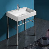 Whitehaus B-U90-DUCG1-A09-1 Britannia Large Rectangular Sink Console with Front Towel Bar