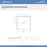 DreamLine B1DS3738LTC0001 DreamStone 37"D x 38"W x 3 3/4"H Center Drain Single Threshold Shower Base in White