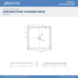 DreamLine B1DS4242XXC0001 DreamStone 42" D x 42" W x 5 1/2" H Center Drain Single Threshold Shower Base in White