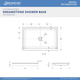 DreamLine B1DS4832XXC0001 DreamStone 32"D x 48"W x 5 1/2"H Center Drain Single Threshold Shower Base in White