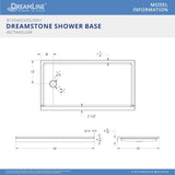 DreamLine BWDS6032SML0001 DreamStone 32" D x 60" W Shower Base and Wall Kit in White Modern Subway Pattern