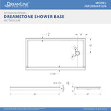 DreamLine BWDS6032STR0001 DreamStone 32"D x 60"W Shower Base and Wall Kit in White Traditional Subway Pattern
