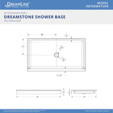 DreamLine B1DS6034XXC0001 DreamStone 34" D x 60" W x 5 1/2" H Center Drain Single Threshold Shower Base in White