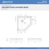 DreamLine B3DS3838XXC0001 DreamStone 38" D x 38" W x 5 1/2" H Corner Drain Neo-Angle Shower Base in White