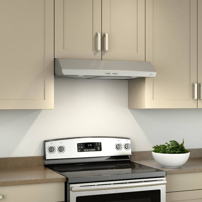 Broan Nutone BKSH130SS Sahale BKSH1-Series 30" Under Cabinet 300 Max Blower CFM 5.0 Sones Stainless Steel Range Hood