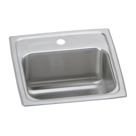 Elkay BLR153 Lustertone Stainless Steel 15" x 15" x 7-1/8", 1-Bowl Top Mount Bar Sink
