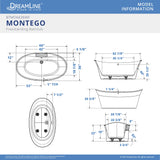 DreamLine BTMO6636WFXXC00 Montego 66" x 36" Freestanding Double Slipper 2-Person Oval Bathtub in White