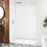 DreamLine BWDS54341TC0001 DreamStone Shower Base and Wall Kit in White Subway Pattern