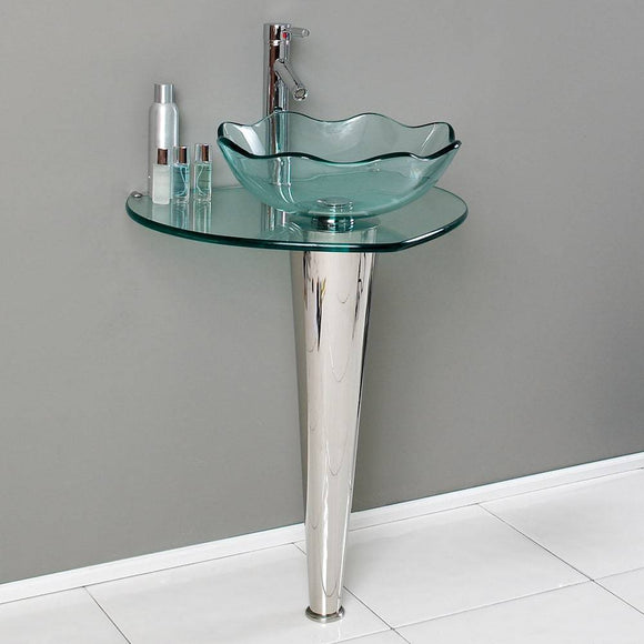 Fresca CMB1036-V Netto 24" Modern Glass Bathroom Pedestal Sink