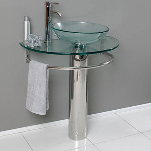 Fresca CMB1060-V Attrazione 30" Modern Glass Bathroom Pedestal Sink