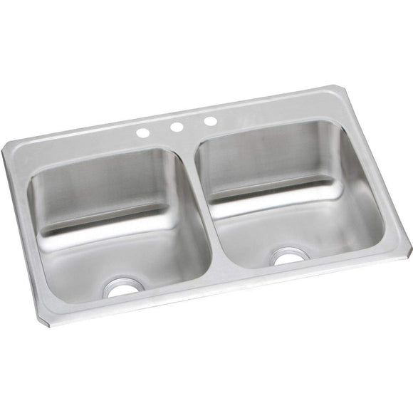 Elkay CR33213 Celebrity Stainless Steel Equal Double Bowl Top Mount Sink