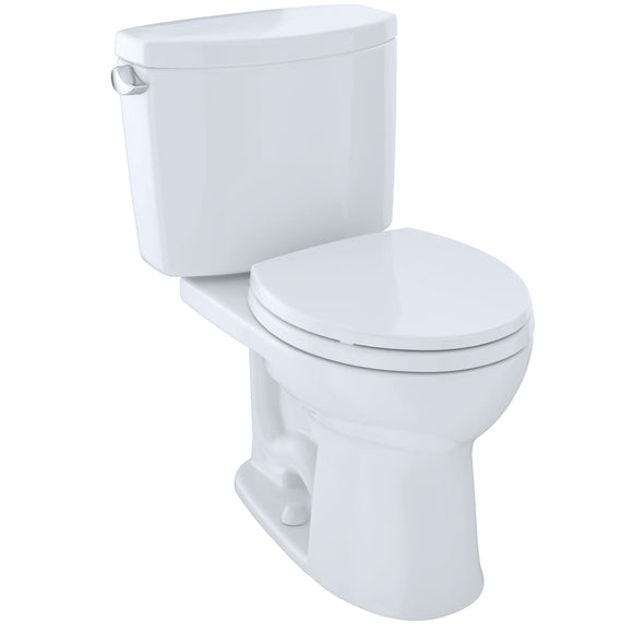 TOTO CST453CEFRG#01 Drake II Two-Piece Round 1.28 GPF Universal Height Toilet with CeFiONtect and Right-Hand Trip Lever, Cotton White