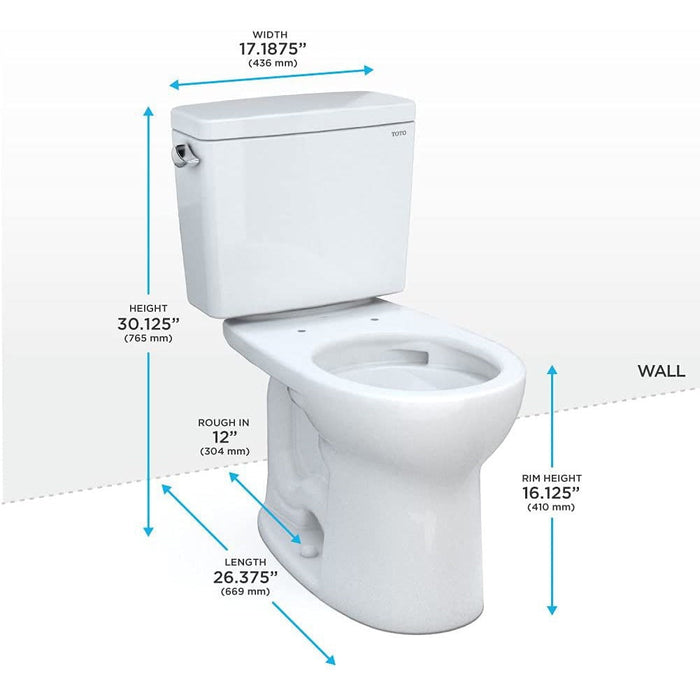 TOTO CST775CEFG#12 Drake Two-Piece Rounded Toilet with 1.28 GPF Tornado Flush, 12" Rough-in, Sedona Beige