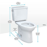 TOTO CST776CEFG#11 Drake Two-Piece Elongated Toilet with 1.28 GPF Tornado Flush, 12" Rough-in, Colonial White