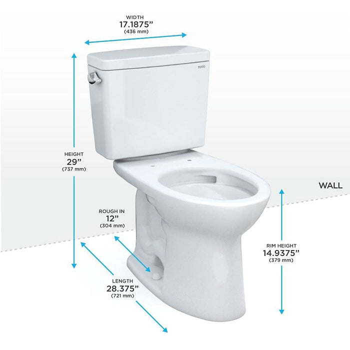 TOTO CST776CSG#01 Drake Two-Piece Elongated Toilet with 1.6 GPF Tornado Flush, Regular Height