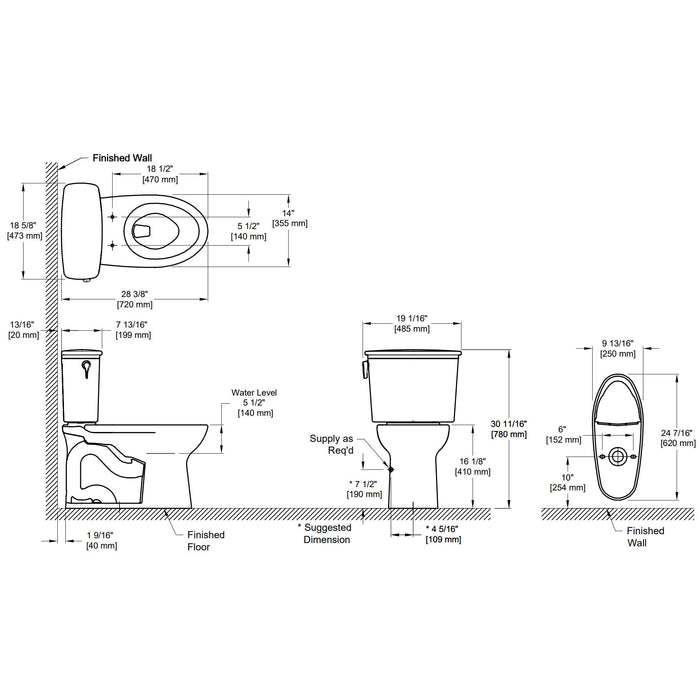 TOTO CST786CEFG.10#01 Drake Two-Piece Elongated 1.28 GPF Universal Height Toilet for 10" Rough in