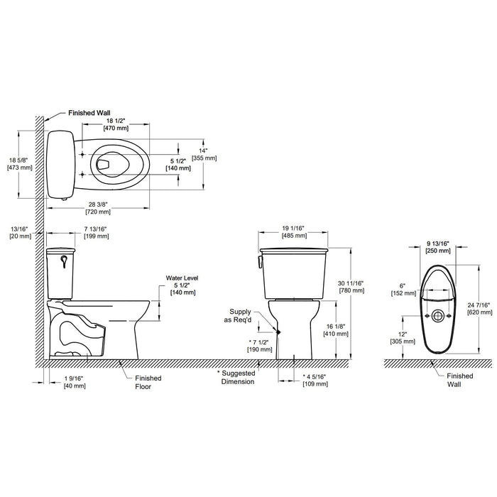 TOTO CST786CEFG#01 Drake Two-Piece Elongated 1.28 GPF Universal Height Toilet, Cotton White