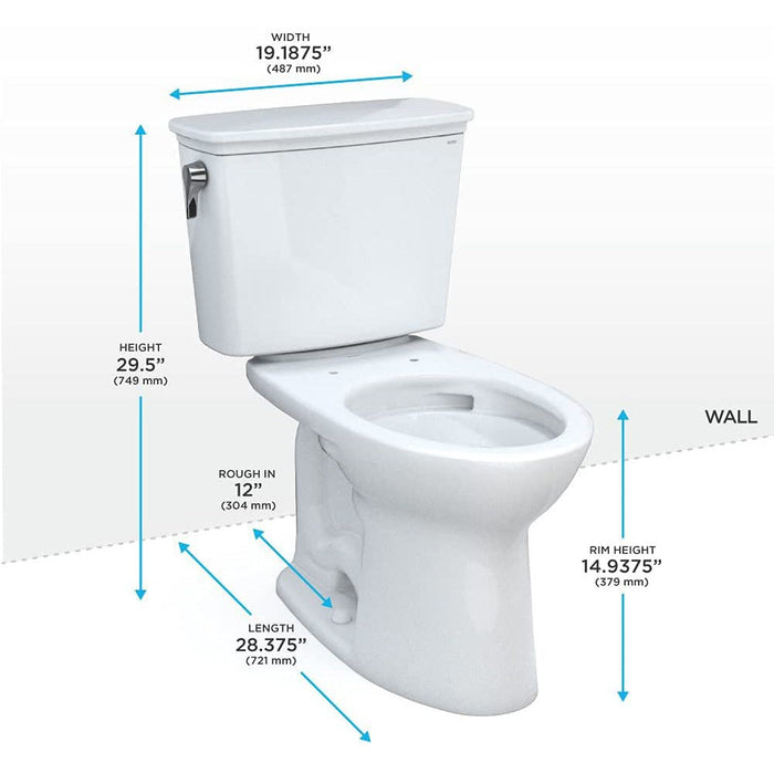 TOTO CST786CEG#01 Drake Transitional Two-Piece Elongated 1.28 GPF Toilet - Regular Height, Cotton White
