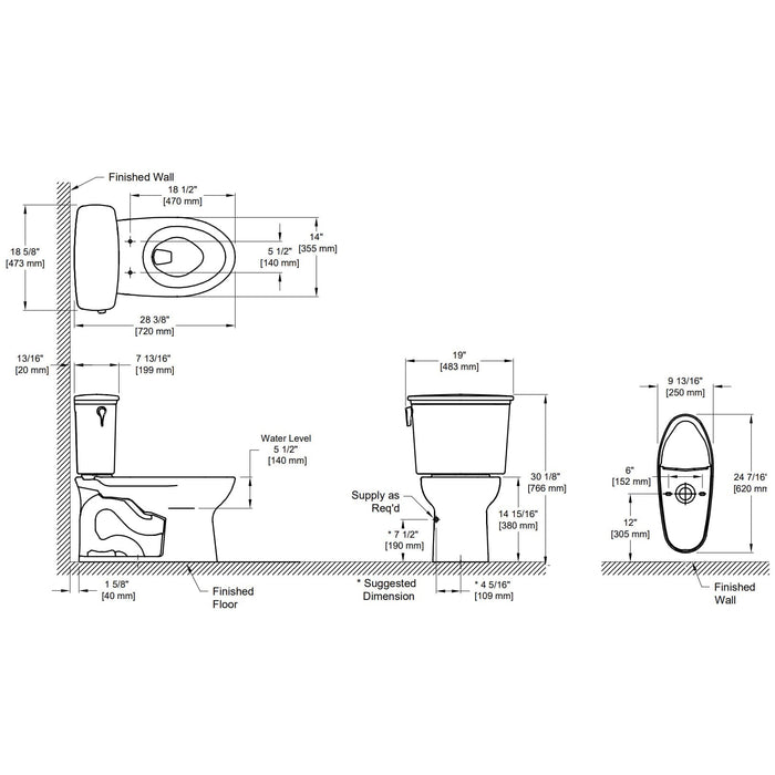 TOTO CST786CEG#01 Drake Transitional Two-Piece Elongated 1.28 GPF Toilet - Regular Height, Cotton White