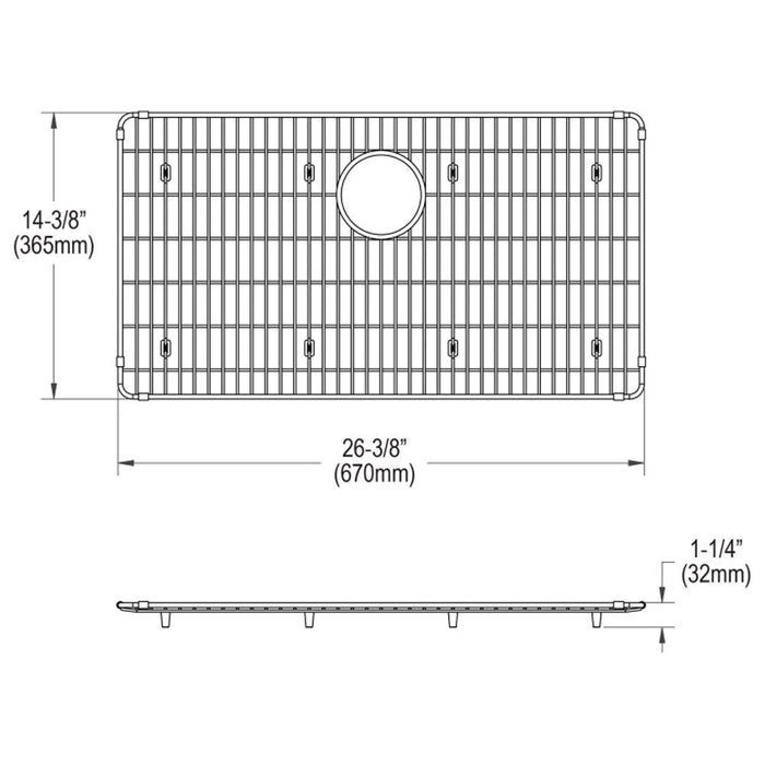 Elkay CTXBG2614 Crosstown Stainless Steel 26-3/8" x 14-3/8" x 1-1/4" Bottom Sink Grid