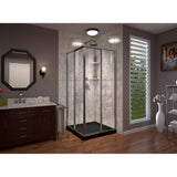 DreamLine DL-6709-88-04 Cornerview 42 in. D x 42 in. W x 74 3/4 in. H Framed Sliding Shower Enclosure in Brushed Nickel with Black Acrylic Base