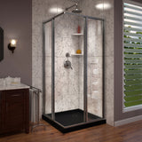 DreamLine DL-6709-88-04 Cornerview 42 in. D x 42 in. W x 74 3/4 in. H Framed Sliding Shower Enclosure in Brushed Nickel with Black Acrylic Base