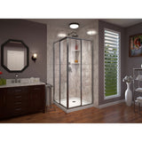 DreamLine DL-6710-04 Cornerview 36 in. D x 36 in. W x 74 3/4 in. H Framed Sliding Shower Enclosure in Brushed Nickel with White Base