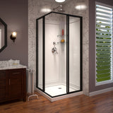 DreamLine DL-6150-09 Cornerview 36"D x 36"W Framed Sliding Shower Enclosure, Shower Base and Acrylic Backwall Kit in Satin Black