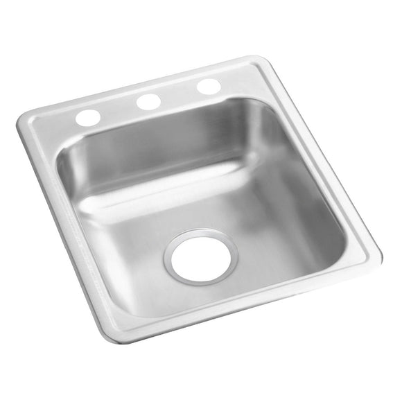 Elkay D117213 Dayton Stainless Steel 17" x 21-1/4" x 6-1/2", 1-Bowl Top Mount Bar Sink