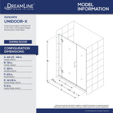 DreamLine D12314572-09 Unidoor-X 43 1/2-44"W x 72"H Frameless Hinged Shower Door in Satin Black