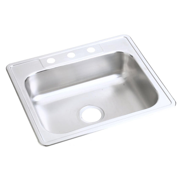 Elkay D125211 Dayton Stainless Steel 25" x 21-1/4" x 6-9/16", Single Bowl Top Mount Kitchen Sink