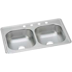 Elkay D233194 Dayton Stainless Steel 33" x 19" x 6-7/16", Double Bowl Top Mount Kitchen Sink