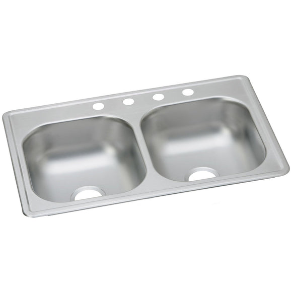 Elkay D233194 Dayton Stainless Steel 33" x 19" x 6-7/16", Double Bowl Top Mount Kitchen Sink
