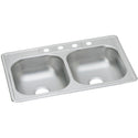 Elkay D233223 Dayton Stainless Steel 33" x 22" x 6-9/16", Double Bowl Top Mount Kitchen Sink
