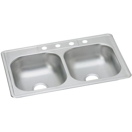 Elkay D233223 Dayton Stainless Steel 33" x 22" x 6-9/16", Double Bowl Top Mount Kitchen Sink