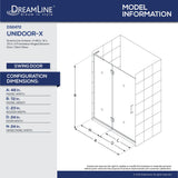 DreamLine D32472L-04 Unidoor-X 48"W x 72"H Frameless Hinged Shower Door in Brushed Nickel