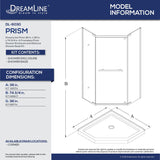 DreamLine DL-6030-22-04 Prism 36" x 74 3/4" Frameless Neo-Angle Pivot Shower Enclosure in Brushed Nickel with Biscuit Base