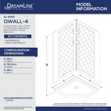 DreamLine DL-6045C-01 38" x 38" x 76 3/4"H Neo-Angle Shower Base and QWALL-4 Acrylic Corner Backwall Kit in White