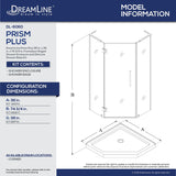 DreamLine DL-6060-22-04 Prism Plus 36" x 74 3/4" Frameless Neo-Angle Shower Enclosure in Brushed Nickel with Biscuit Base