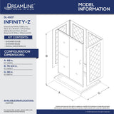 DreamLine DL-6107C-01FR Infinity-Z 36"D x 48"W x 76 3/4"H Frosted Sliding Shower Door in Chrome, Center Drain White Base, Backwalls